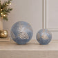 Set of Two Blue And Gray Glass Pinecone Tabletop Sculpture with LED