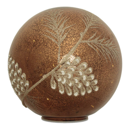 Set of Two Brown And Gray Glass Pinecone Tabletop Sculpture with LED