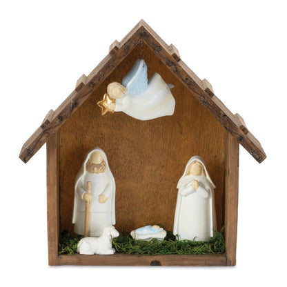 10" Brown White And Green Resin Tabletop Sculpture