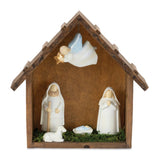 10" Brown White And Green Resin Tabletop Sculpture
