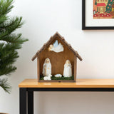 10" Brown White And Green Resin Tabletop Sculpture