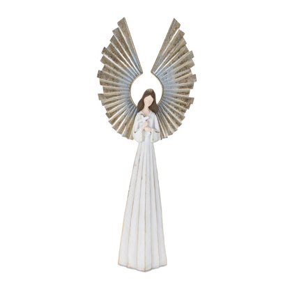 25" White And Gold Polyresin Angel Christmas Tabletop Sculpture