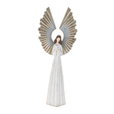 25" White And Gold Polyresin Angel Christmas Tabletop Sculpture