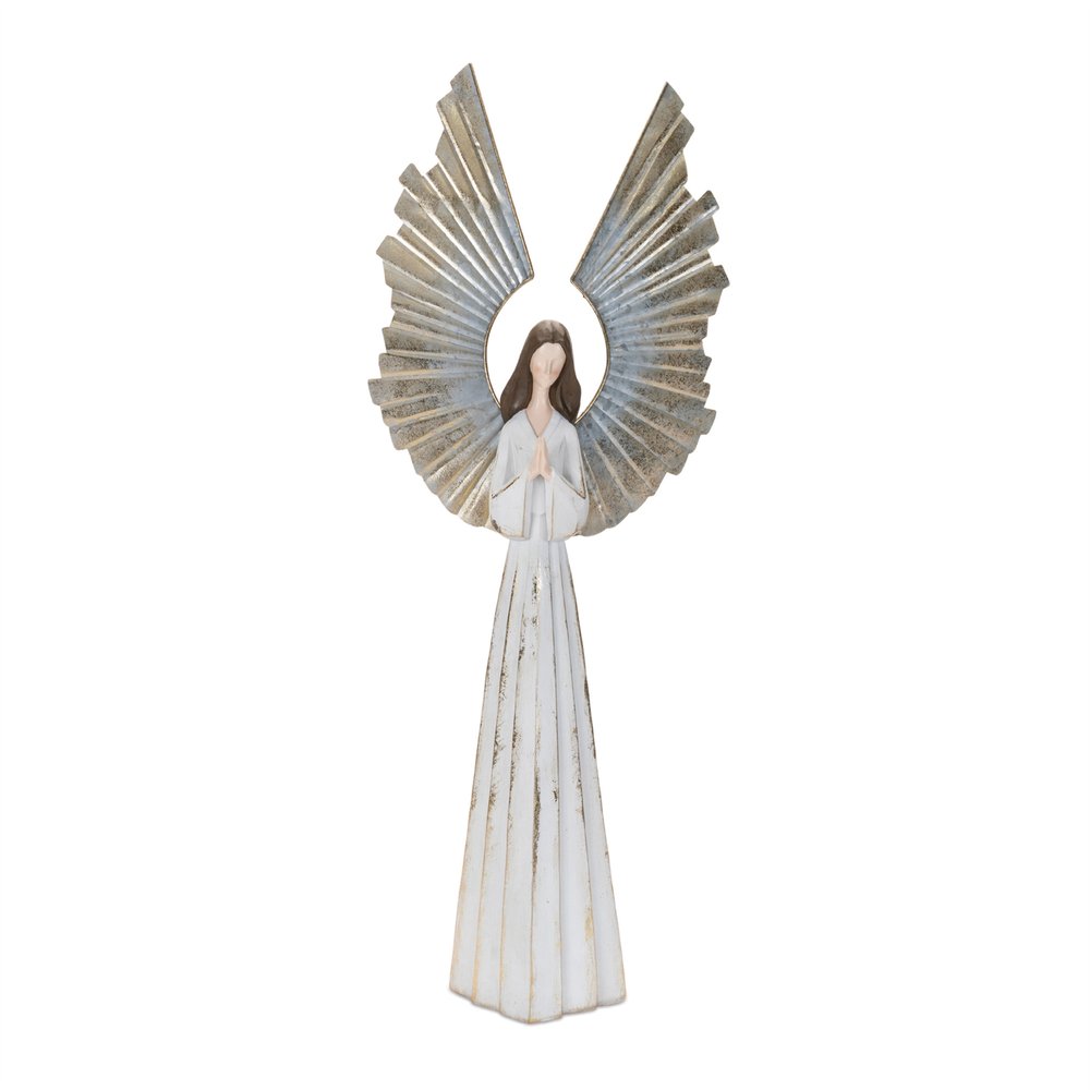 36" White And Gold Polyresin Angel Christmas Tabletop Sculpture