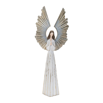 36" White And Gold Polyresin Angel Christmas Tabletop Sculpture