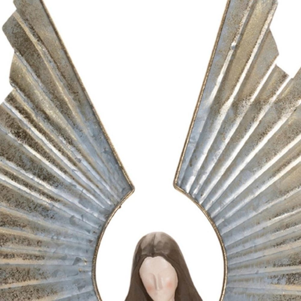 36" White And Gold Polyresin Angel Christmas Tabletop Sculpture