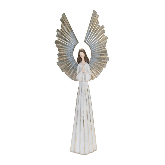36" White And Gold Polyresin Angel Christmas Tabletop Sculpture