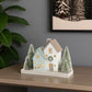 5" Gray Green And White Resin House Tabletop Sculpture with LED