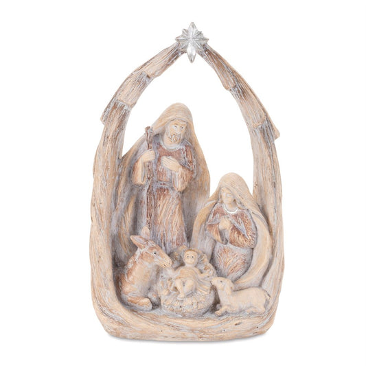 8" Beige And Gray Resin Christmas Tabletop Sculpture