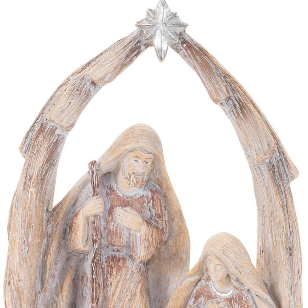 8" Beige And Gray Resin Christmas Tabletop Sculpture