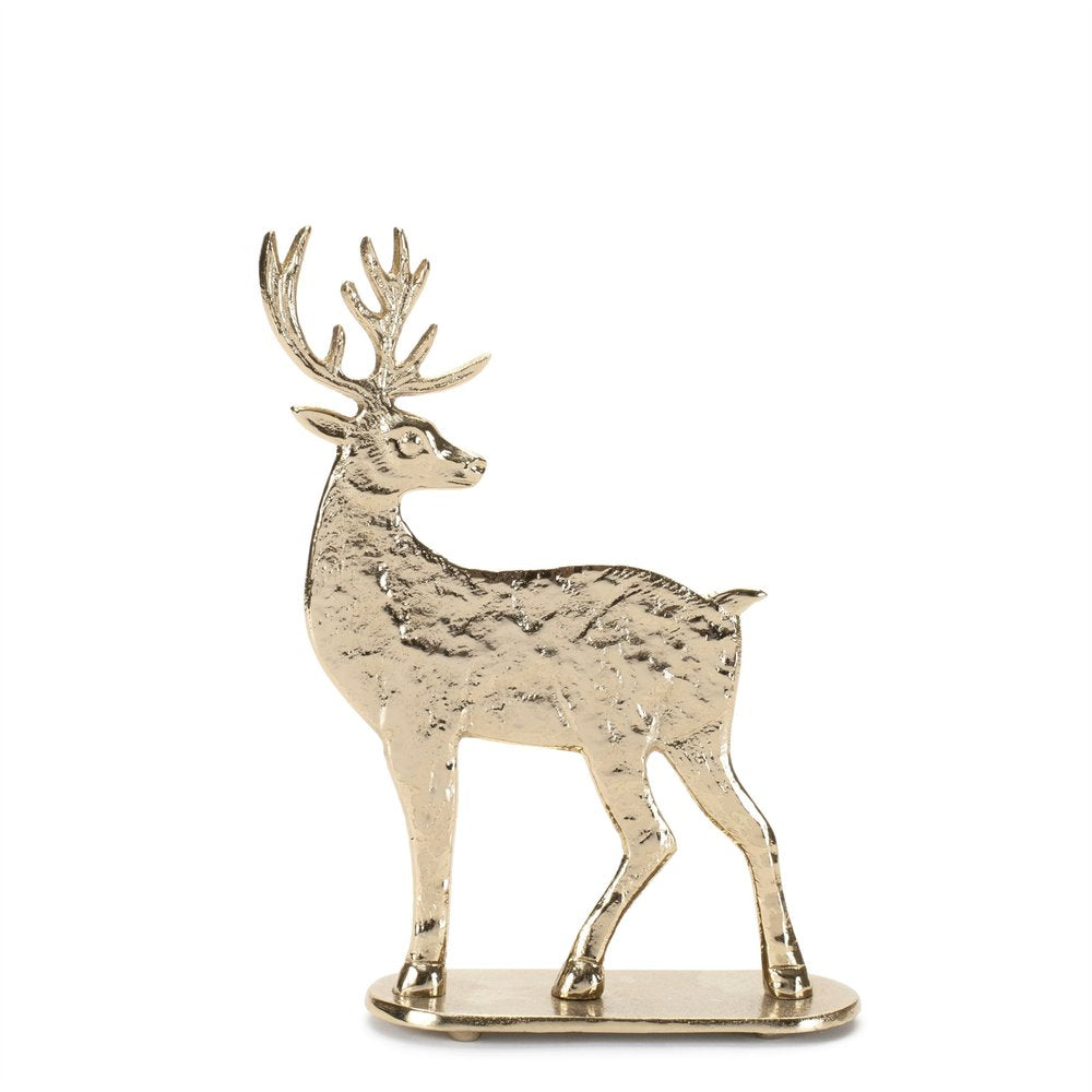 Set of Two Gold Aluminum Deer Christmas Figurine