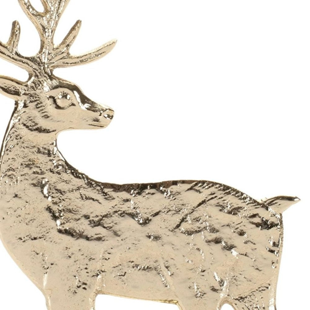 Set of Two Gold Aluminum Deer Christmas Figurine