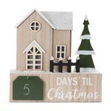 12" Beige Green And White Christmas Tabletop Sign with LED