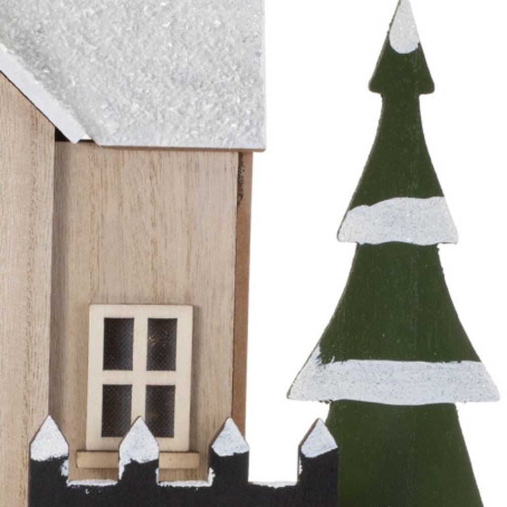 12" Beige Green And White Christmas Tabletop Sign with LED