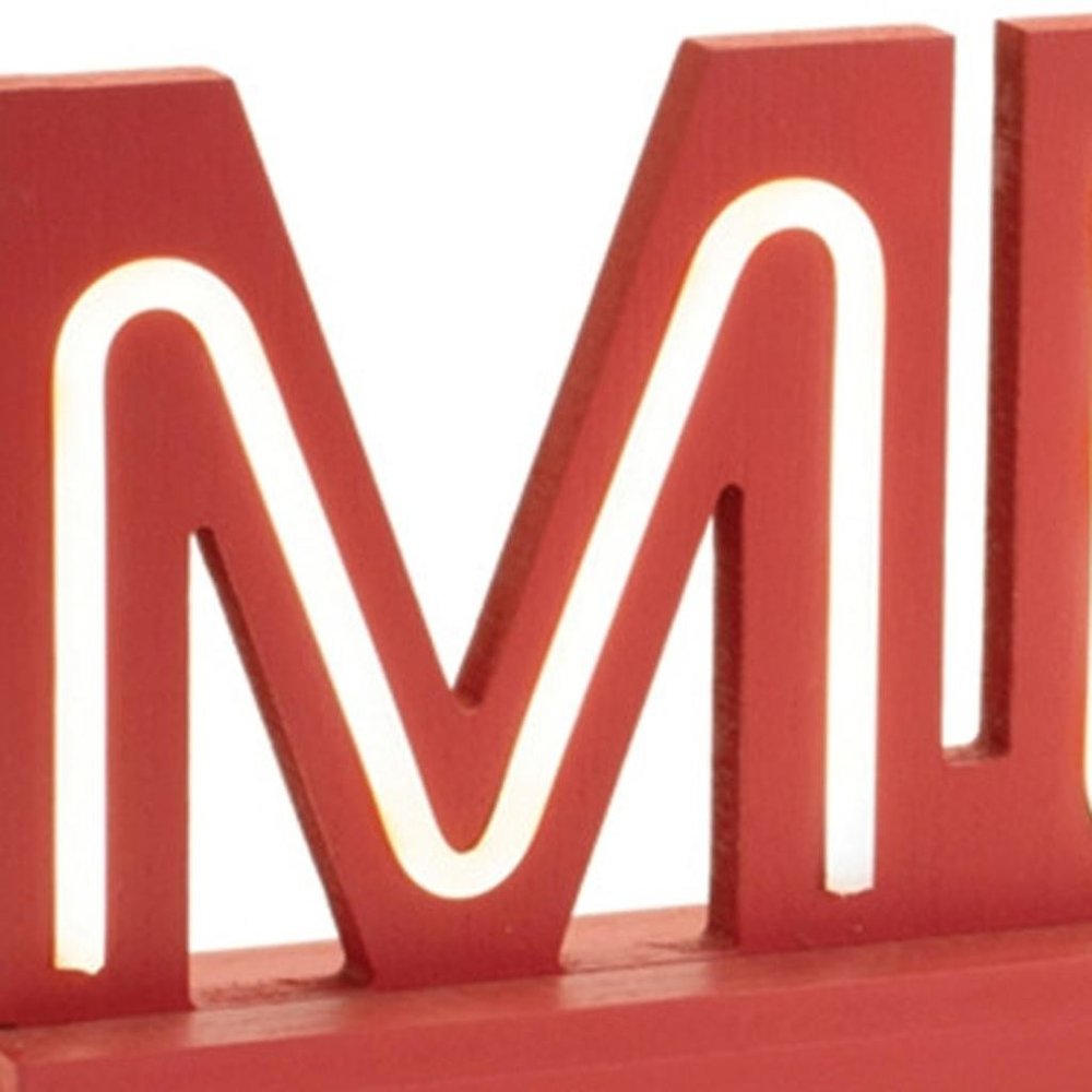 Set of Two Red And White Christmas Tabletop Sign with LED