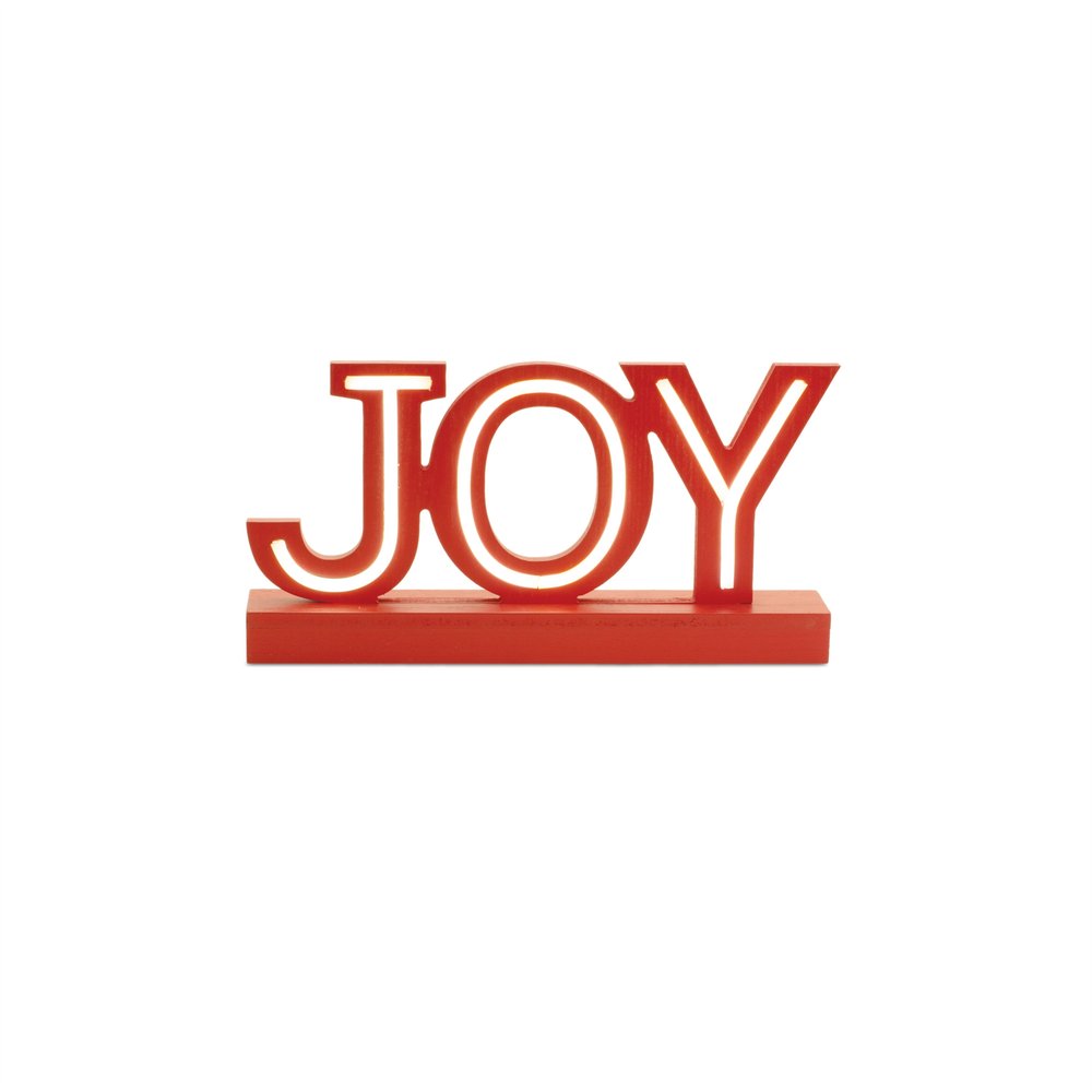 Set of Two Red And White Christmas Tabletop Sign with LED