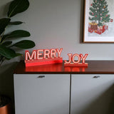 Set of Two Red And White Christmas Tabletop Sign with LED