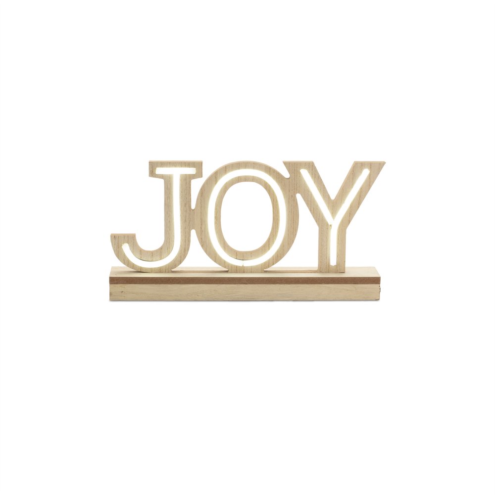 Set of Two Beige And White Christmas Tabletop Sign with LED