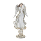 21" White And Gold Resin Angel Christmas Tabletop Sculpture