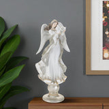 21" White And Gold Resin Angel Christmas Tabletop Sculpture
