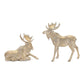 Set of Two Gold And Beige Polyresin Moose Christmas Figurine