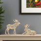 Set of Two Gold And Beige Polyresin Moose Christmas Figurine