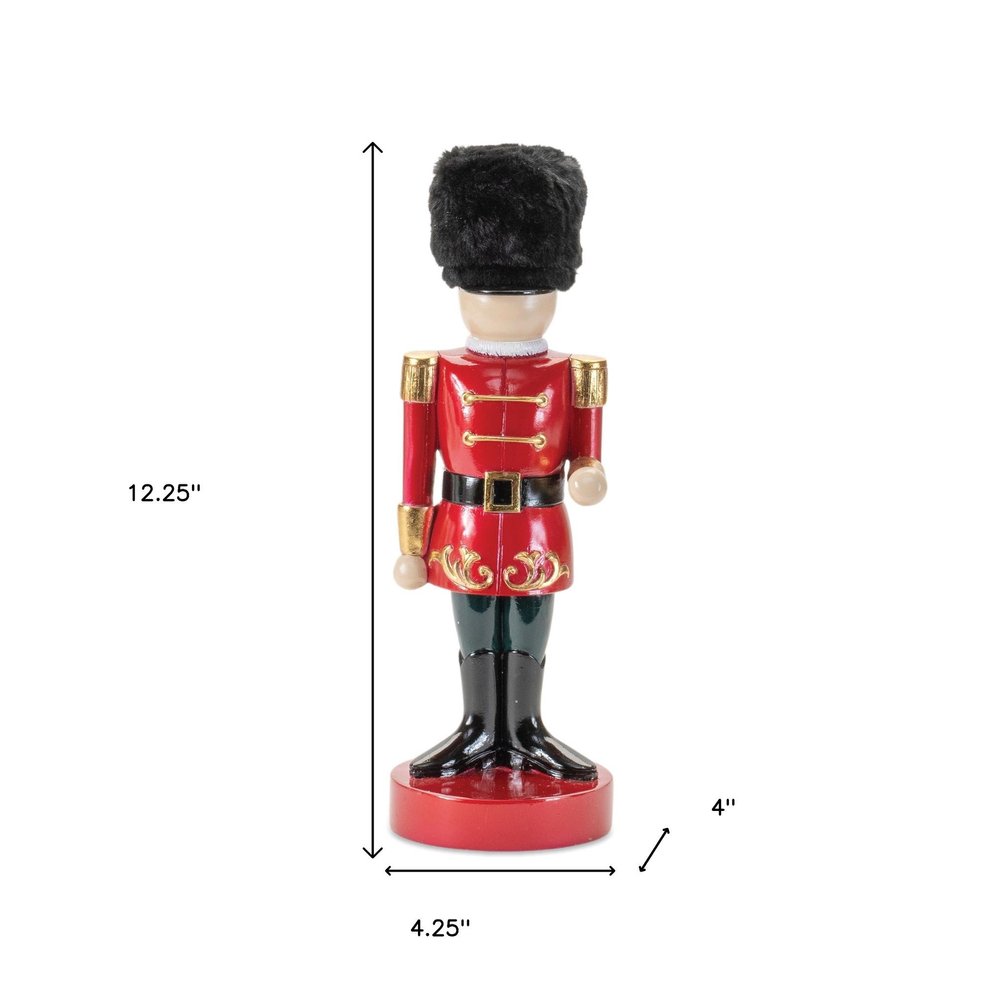 12" Black And Red Polyresin Christmas Nutcracker Figurine