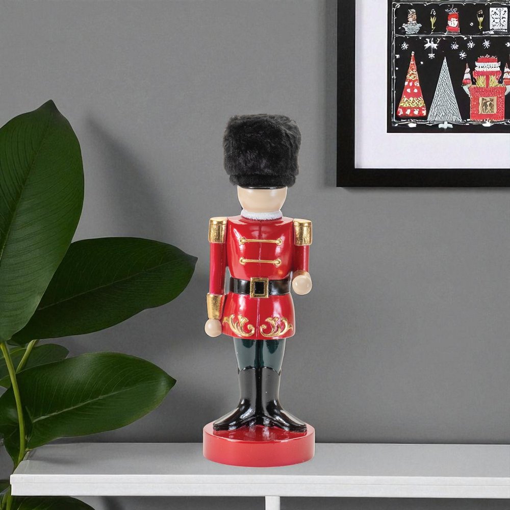 12" Black And Red Polyresin Christmas Nutcracker Figurine