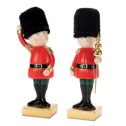Set of Two Black Gold And Red Polyresin Christmas Nutcracker Figurines
