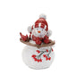 Set of Two White Red And Silver Polyresin Christmas Snowman Figurine