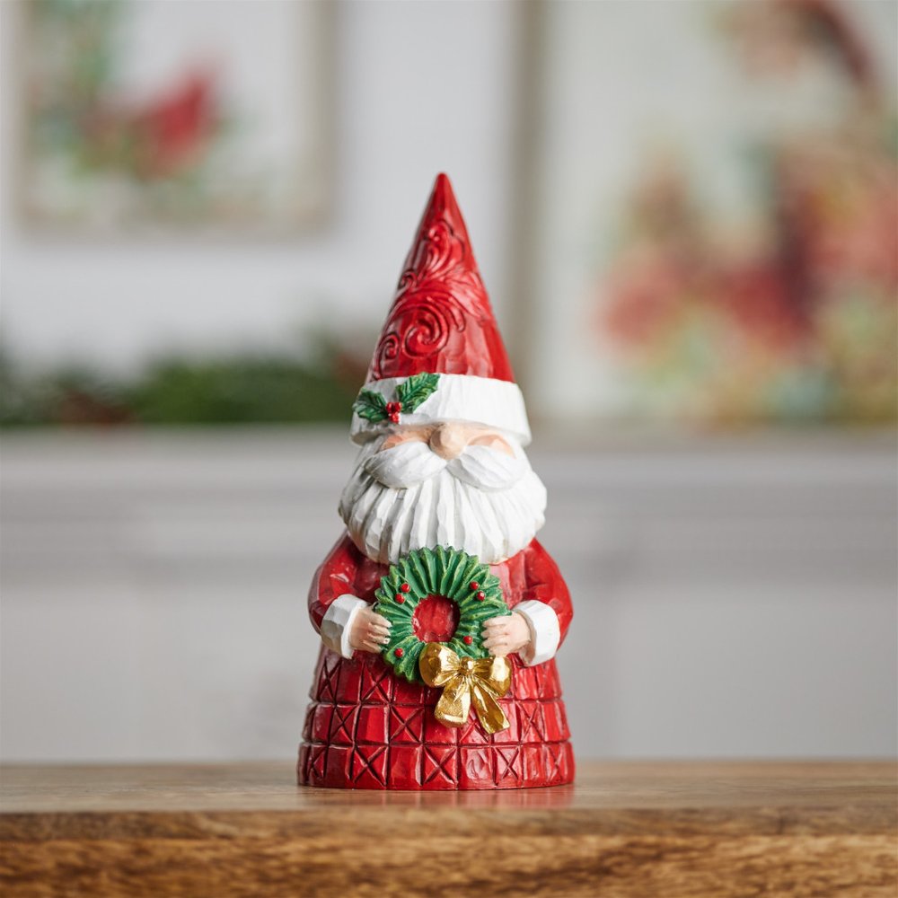 9" Red White And Green Polyresin Christmas Santa Figurine