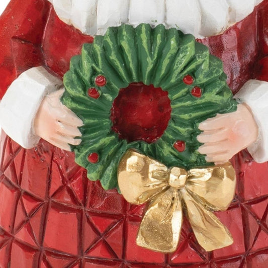 9" Red White And Green Polyresin Christmas Santa Figurine