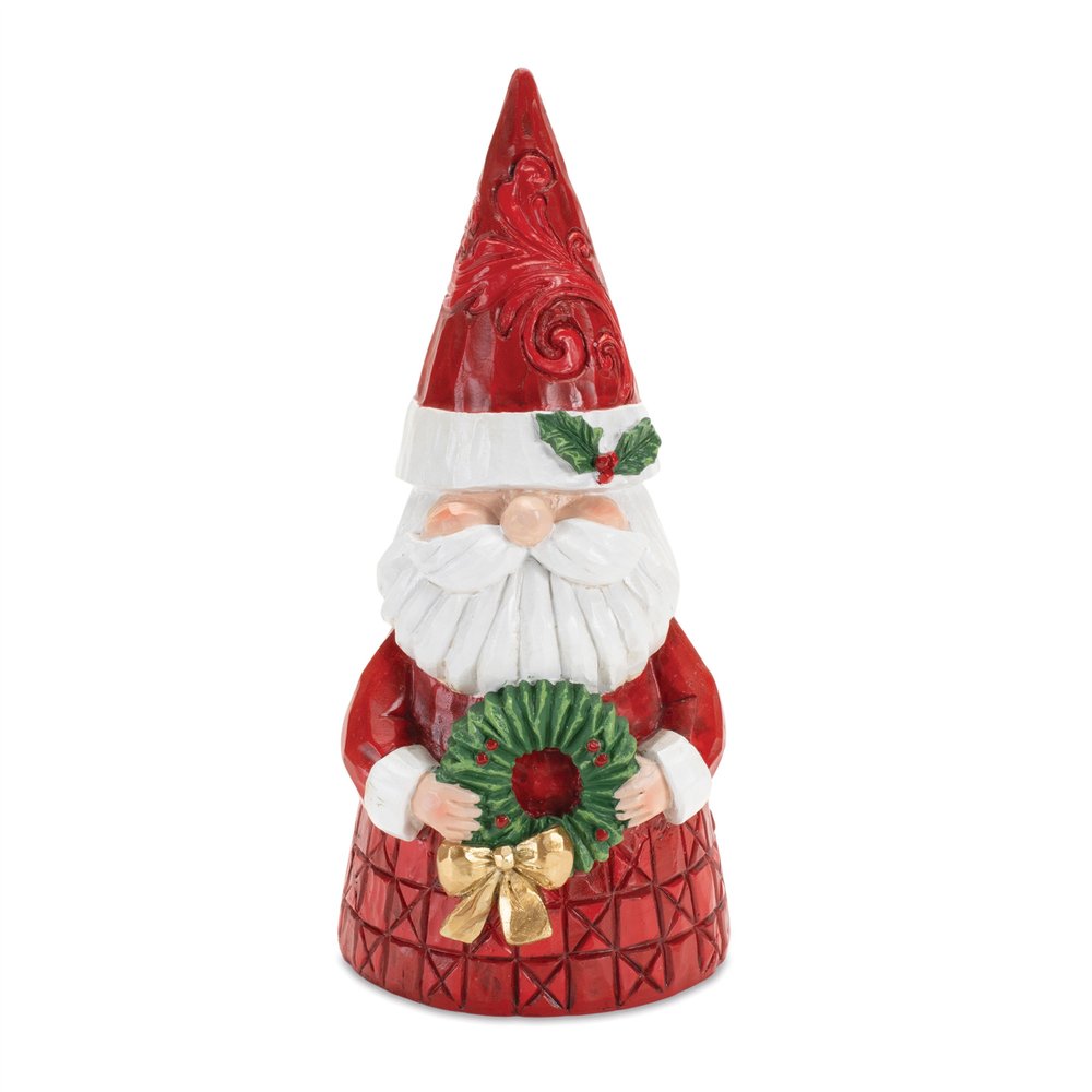 9" Red White And Green Polyresin Christmas Santa Figurine