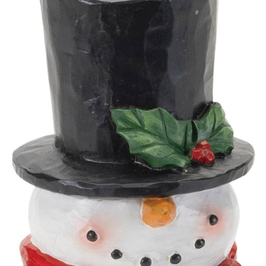 Set of Two White Red And Silver Polyresin Christmas Snowman Figurine