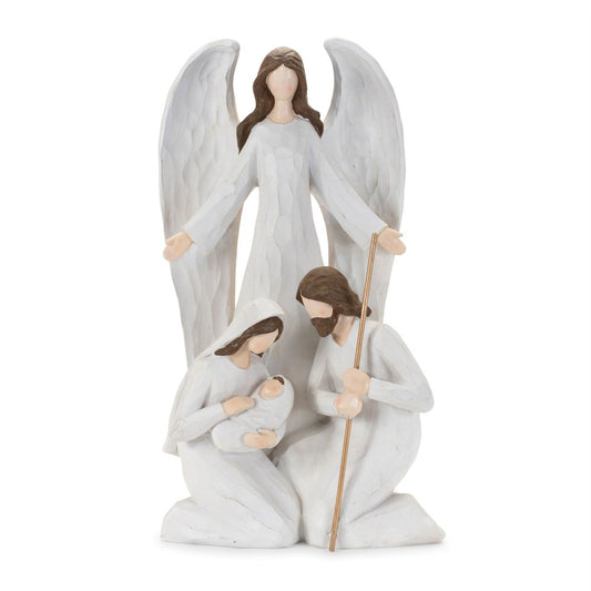 16" White And Brown Polyresin Angel Christmas Tabletop Sculpture