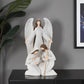 16" White And Brown Polyresin Angel Christmas Tabletop Sculpture