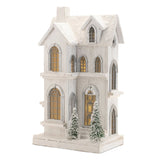 22" White And Green Wood Tabletop Sculpture with LED