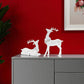 Set of Two White Polyresin Deer Christmas Figurine