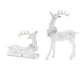 Set of Two White Polyresin Deer Christmas Figurine