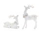 Set of Two White Polyresin Deer Christmas Figurine