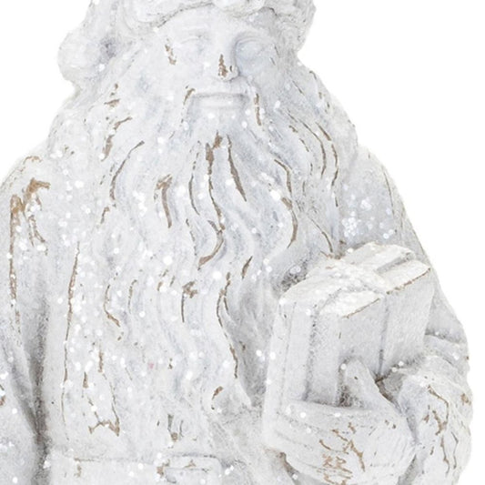 Set of Two White Polyresin Christmas Santa Figurine