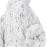 Set of Two White Polyresin Christmas Santa Figurine