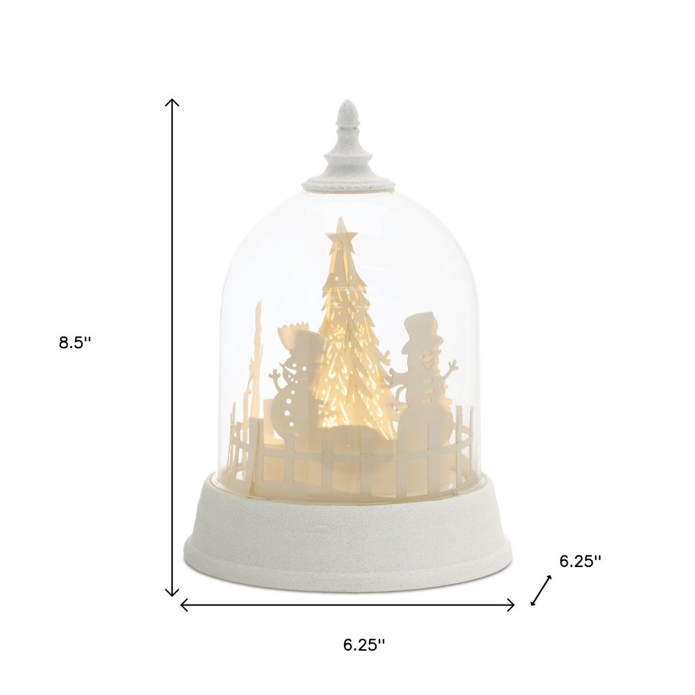 9" White Plastic Christmas Snowman Tabletop Sculpture with LED