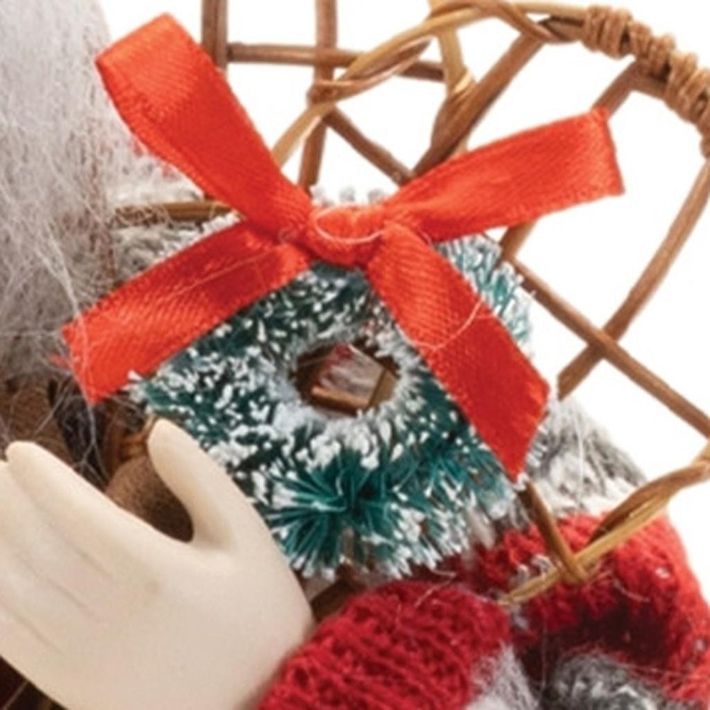 13" Red White And Black Fabric Christmas Santa Figurine