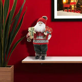 13" Red White And Black Fabric Christmas Santa Figurine