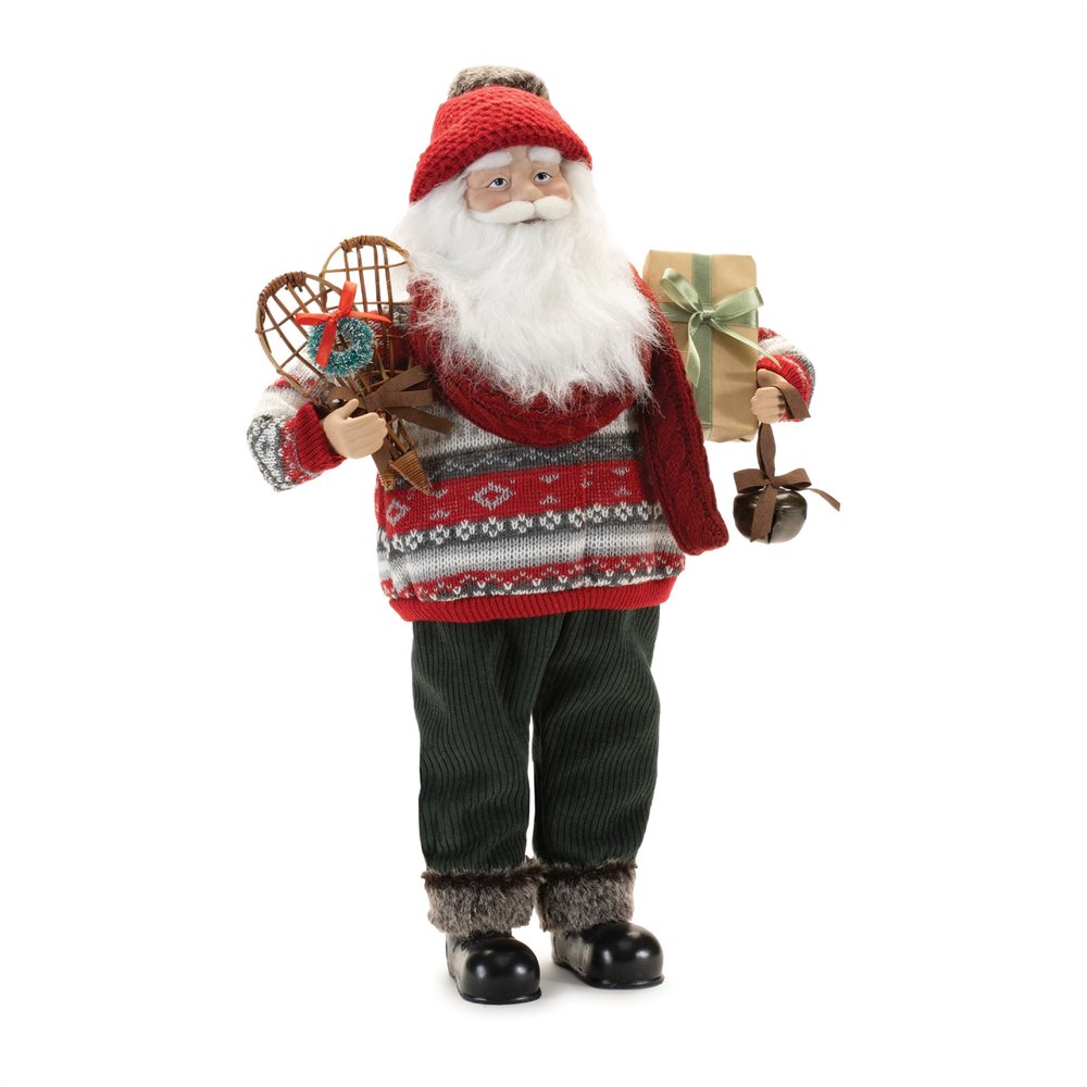 19" Red White And Black Fabric Christmas Santa Figurine