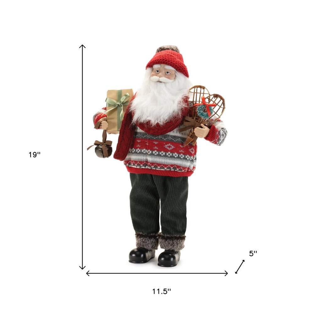 19" Red White And Black Fabric Christmas Santa Figurine