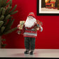 19" Red White And Black Fabric Christmas Santa Figurine