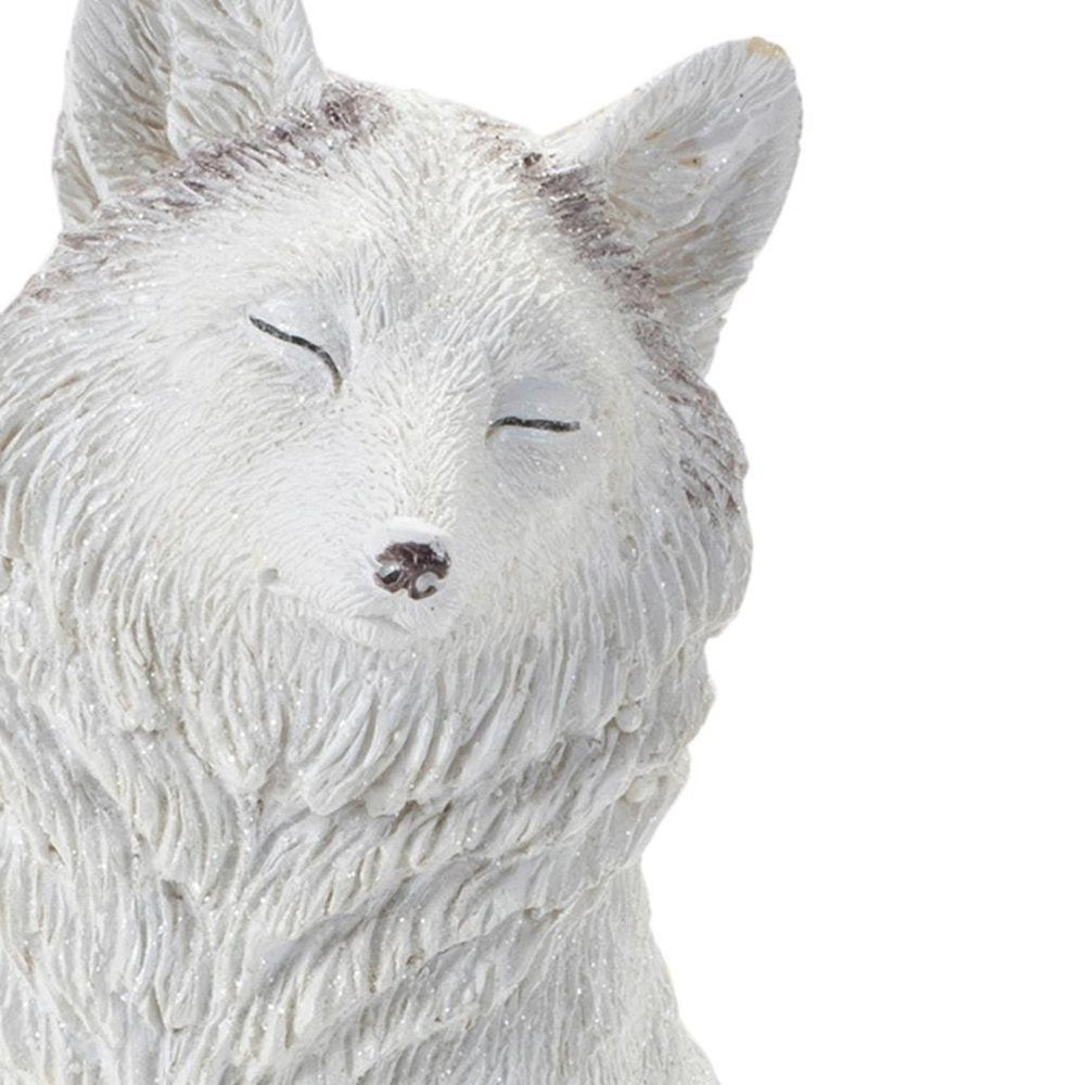 Set of Two White Polyresin Fox Figurine