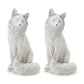 Set of Two White Polyresin Fox Figurine